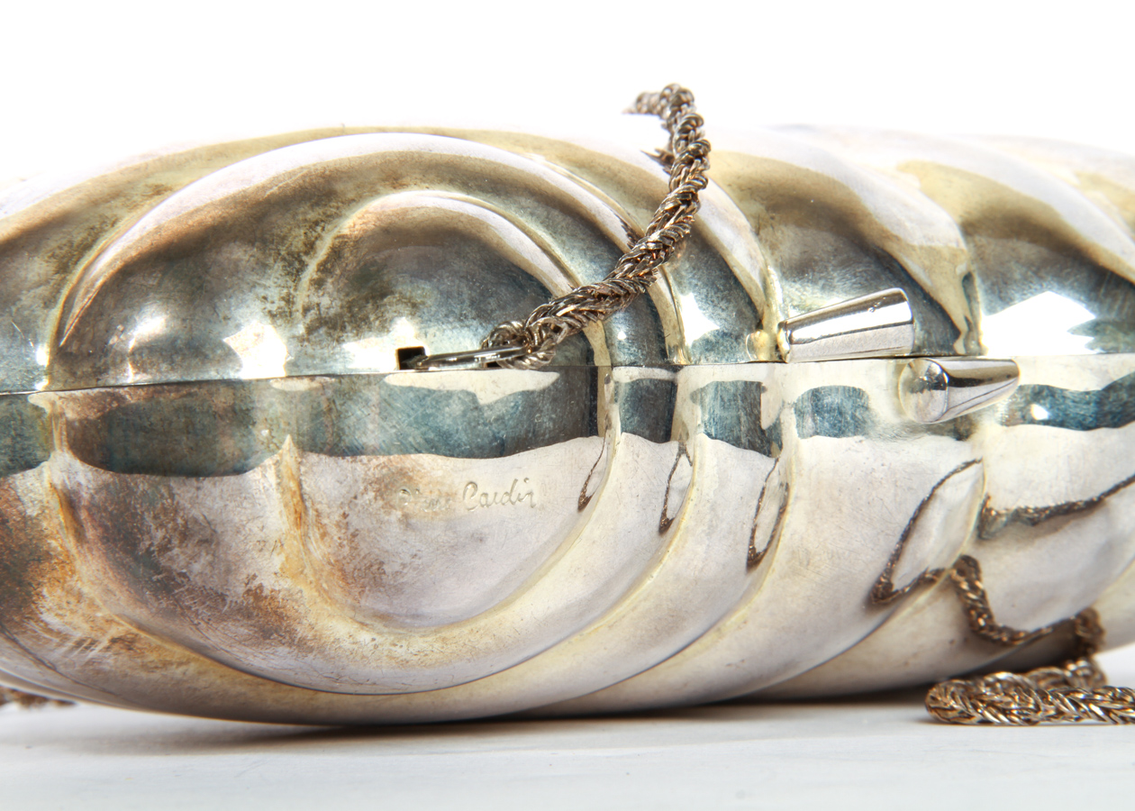 Pierre Cardin Vintage Metal Clutch Handbag with Shoulder Chain