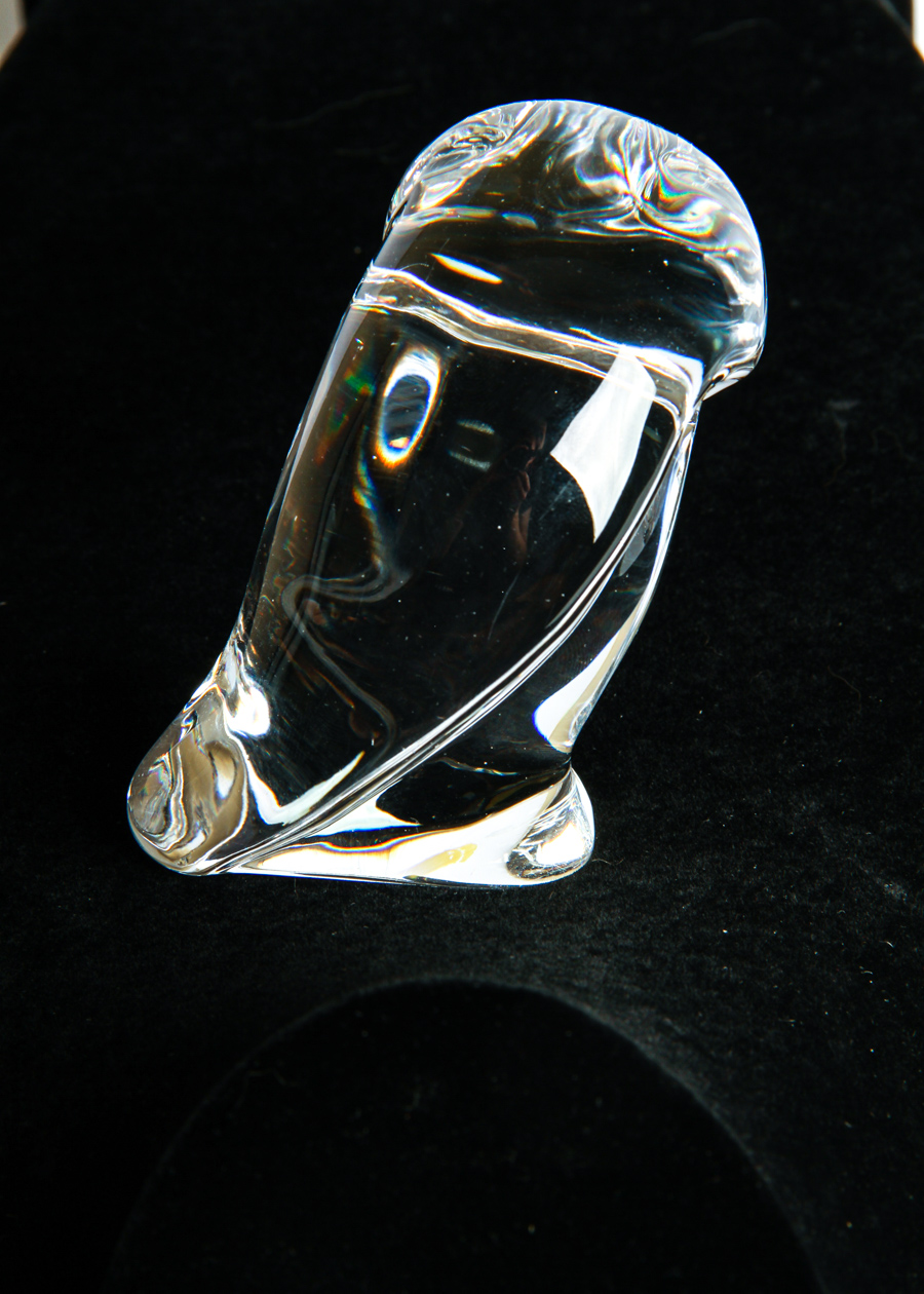 An Owl and Dreidel Cut Crystal