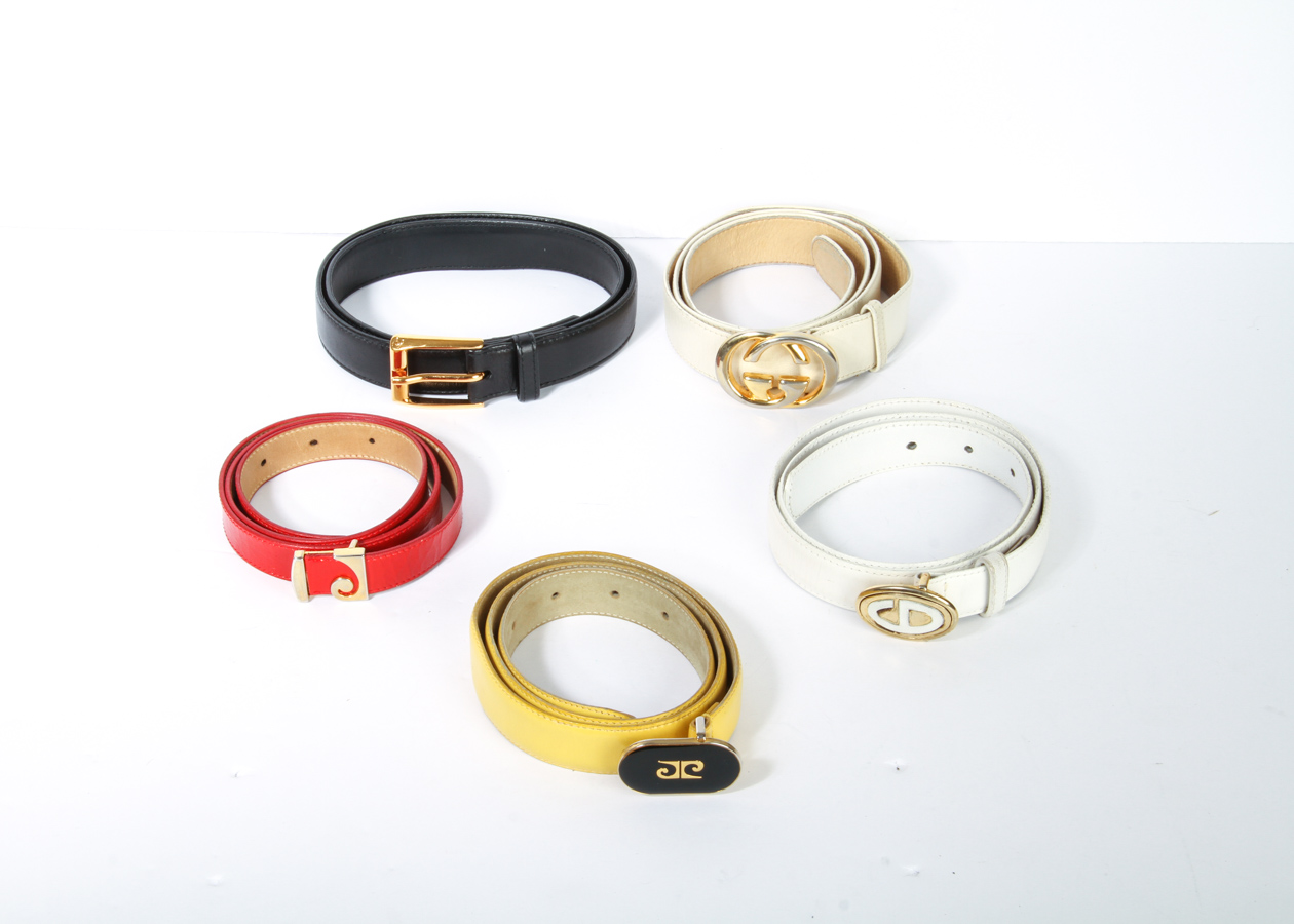 Group of Vintage Belts Including Chanel, Pierre, Gucci, Cardin