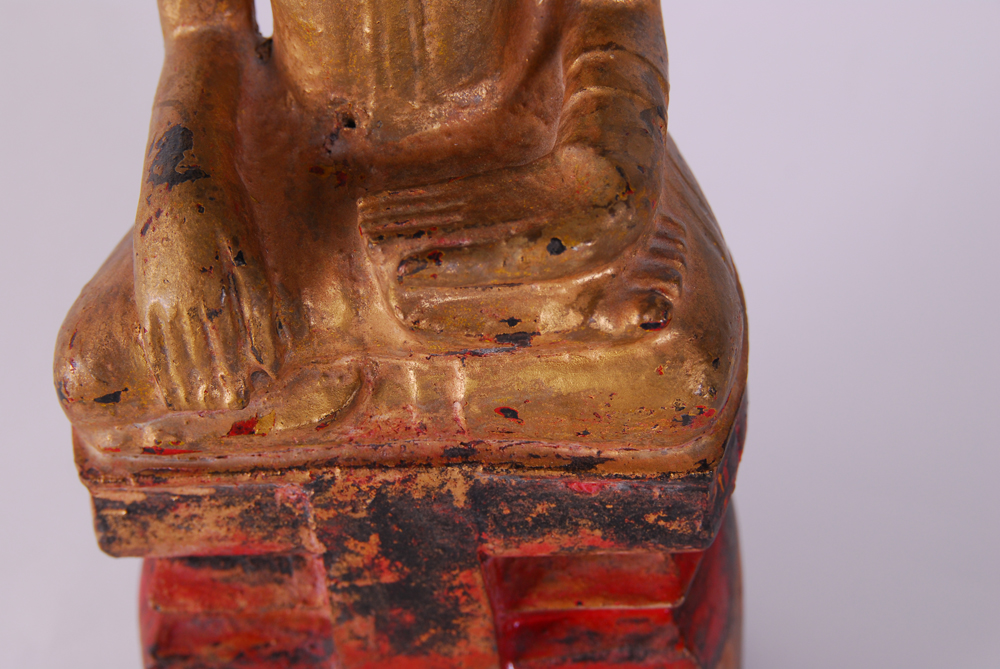 Antique Wood Carved Buddha Statue