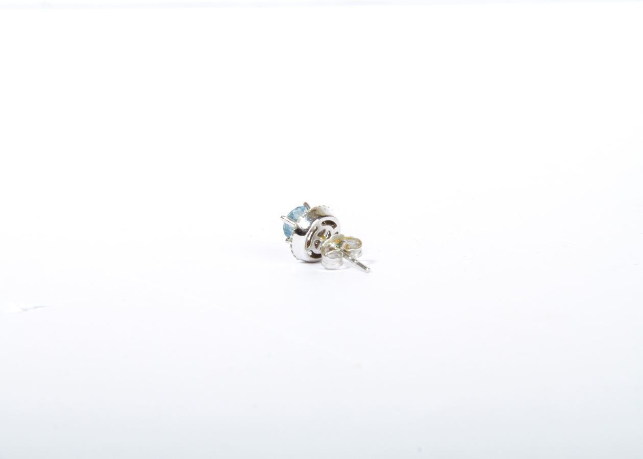 14k White Gold and Aquamarine Studs