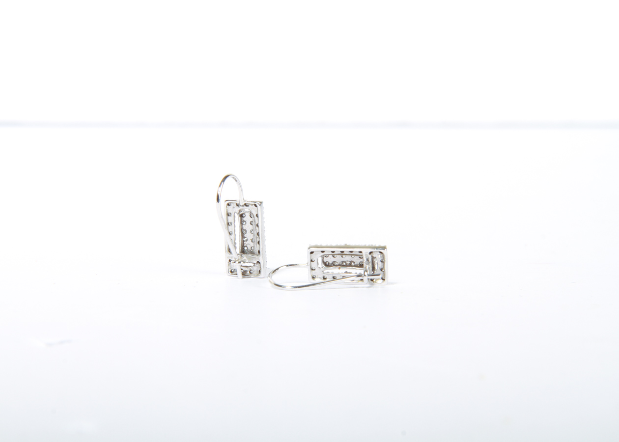 14K White Gold Diamond Dangle Earrings