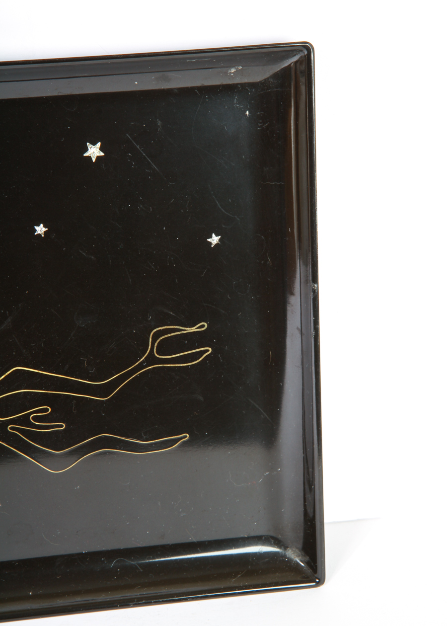 Vintage Couroc Resin Inlaid Owl Tray