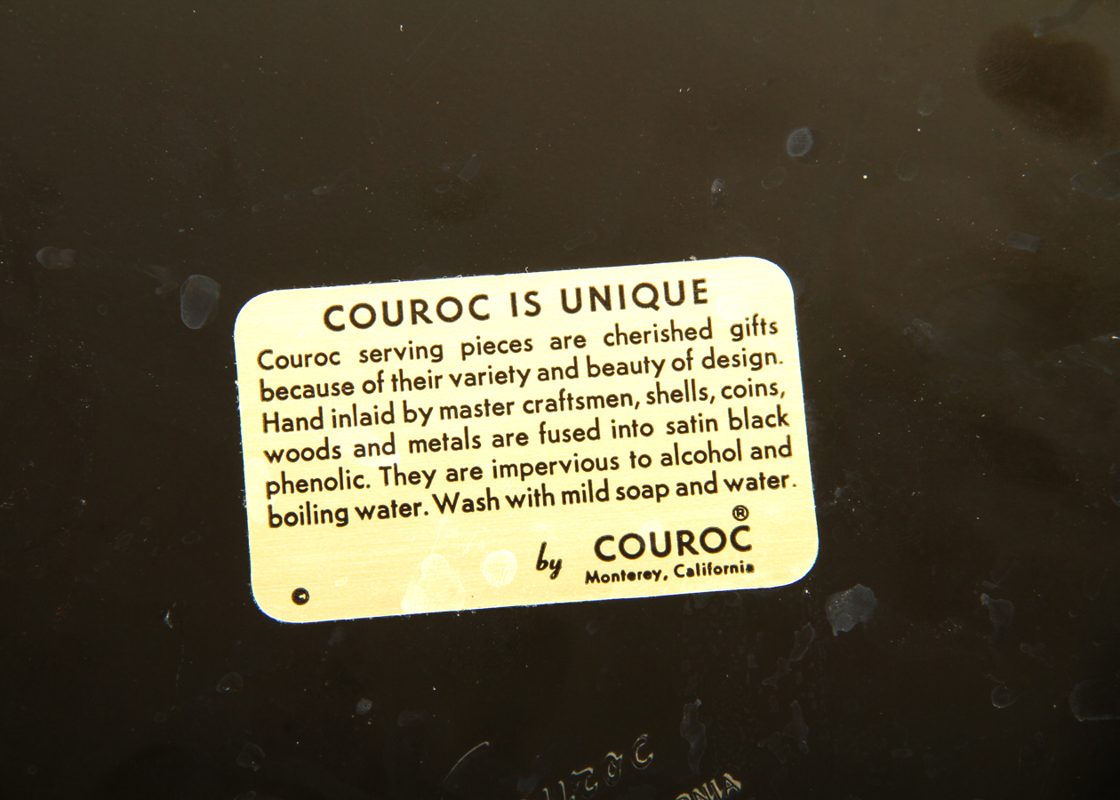 Vintage Couroc Resin Inlaid Owl Tray