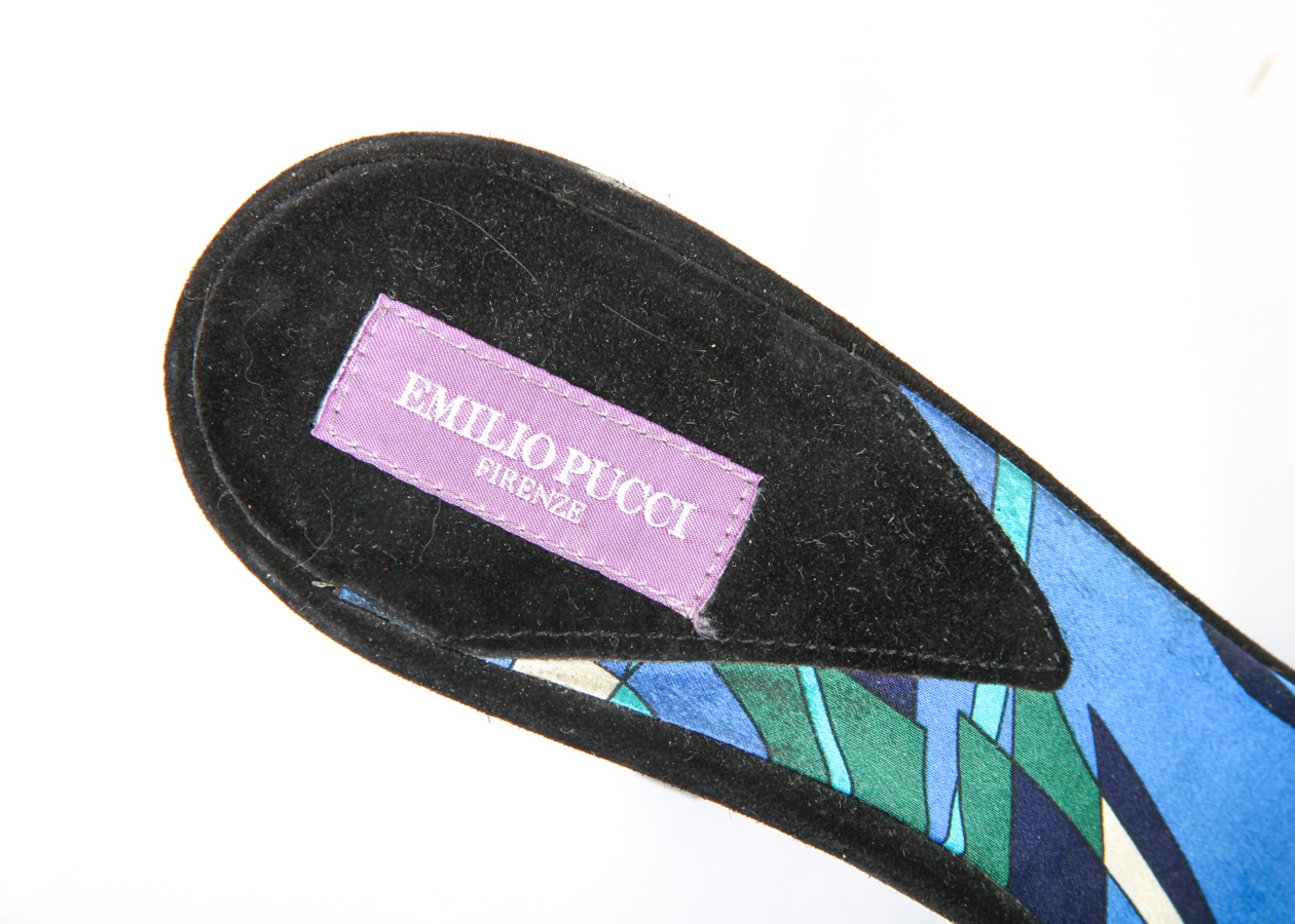 Emilio Pucci Satin Heels with Rhinestone Buckle Detail