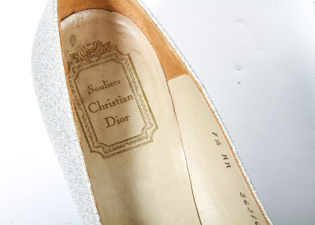 Vintage Christian Dior Silver Pumps with Rhinestone Buckle