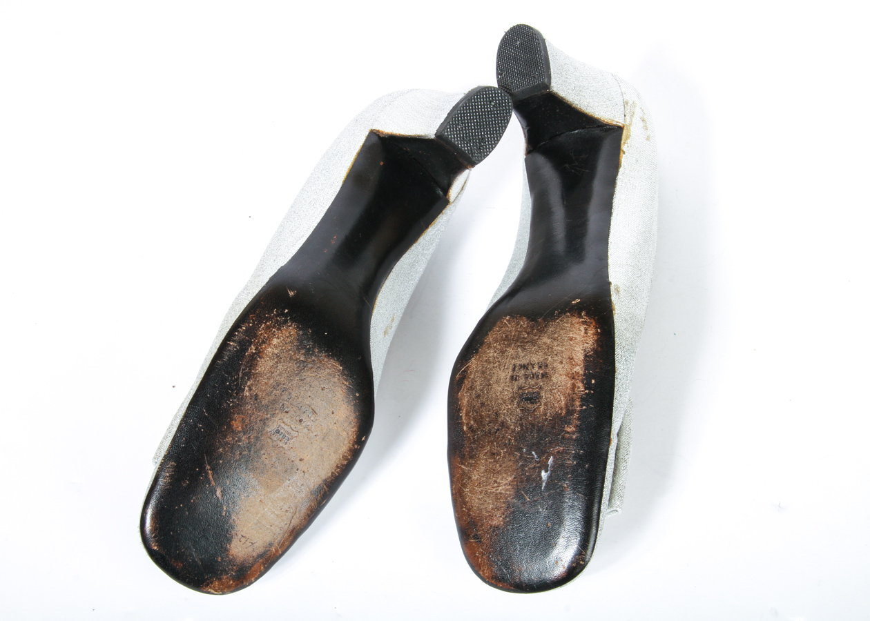 Vintage Christian Dior Silver Pumps with Rhinestone Buckle