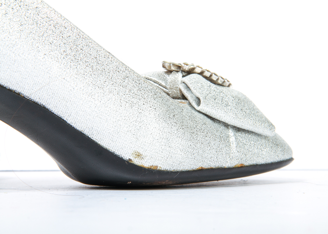 Vintage Christian Dior Silver Pumps with Rhinestone Buckle