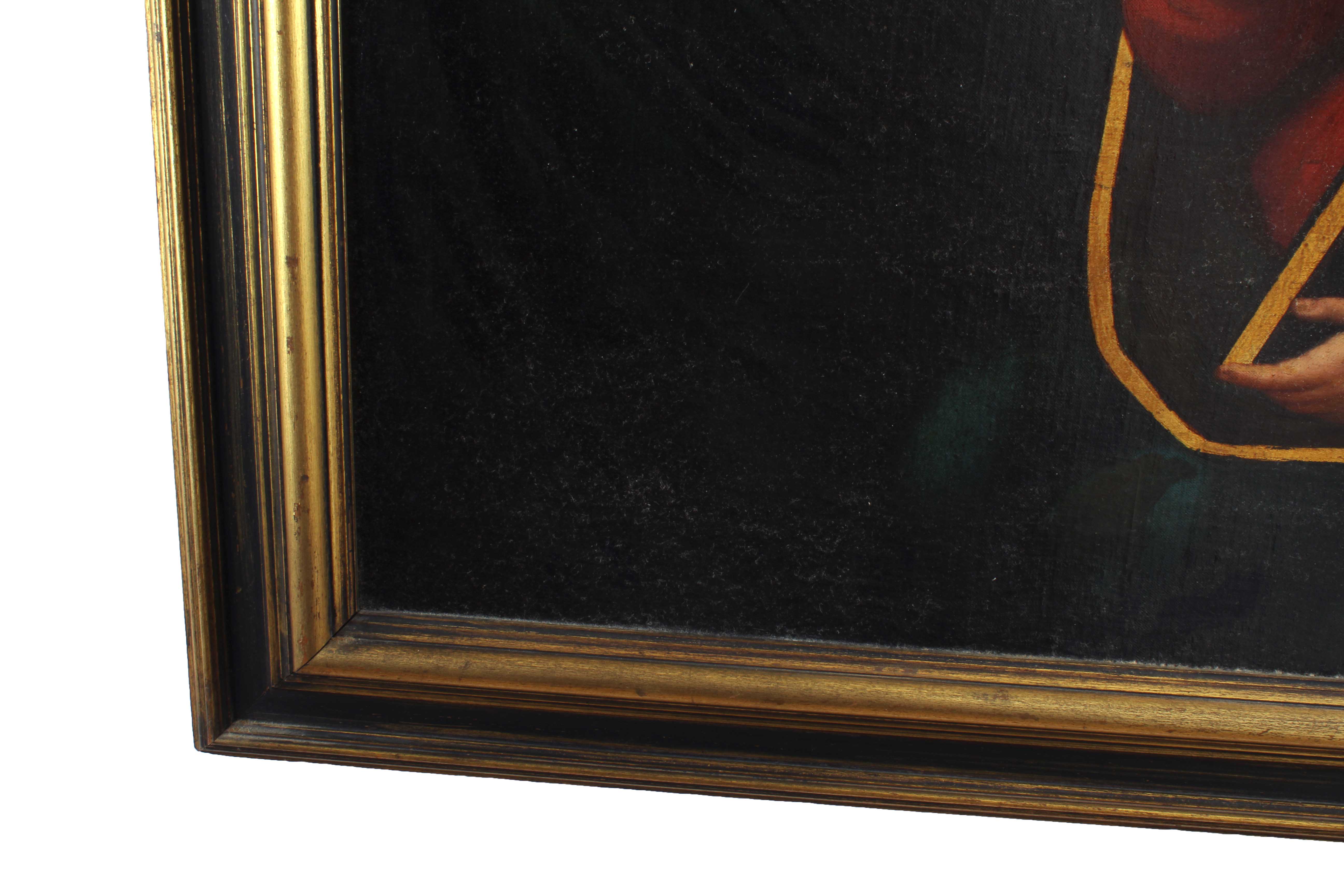 19th Century Oil Painting on Linen Madonna and Child