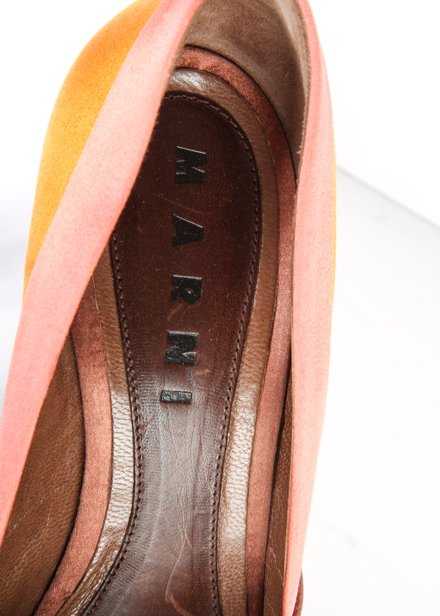 Pair of Marni and Prada Designer Silk Satin Pumps