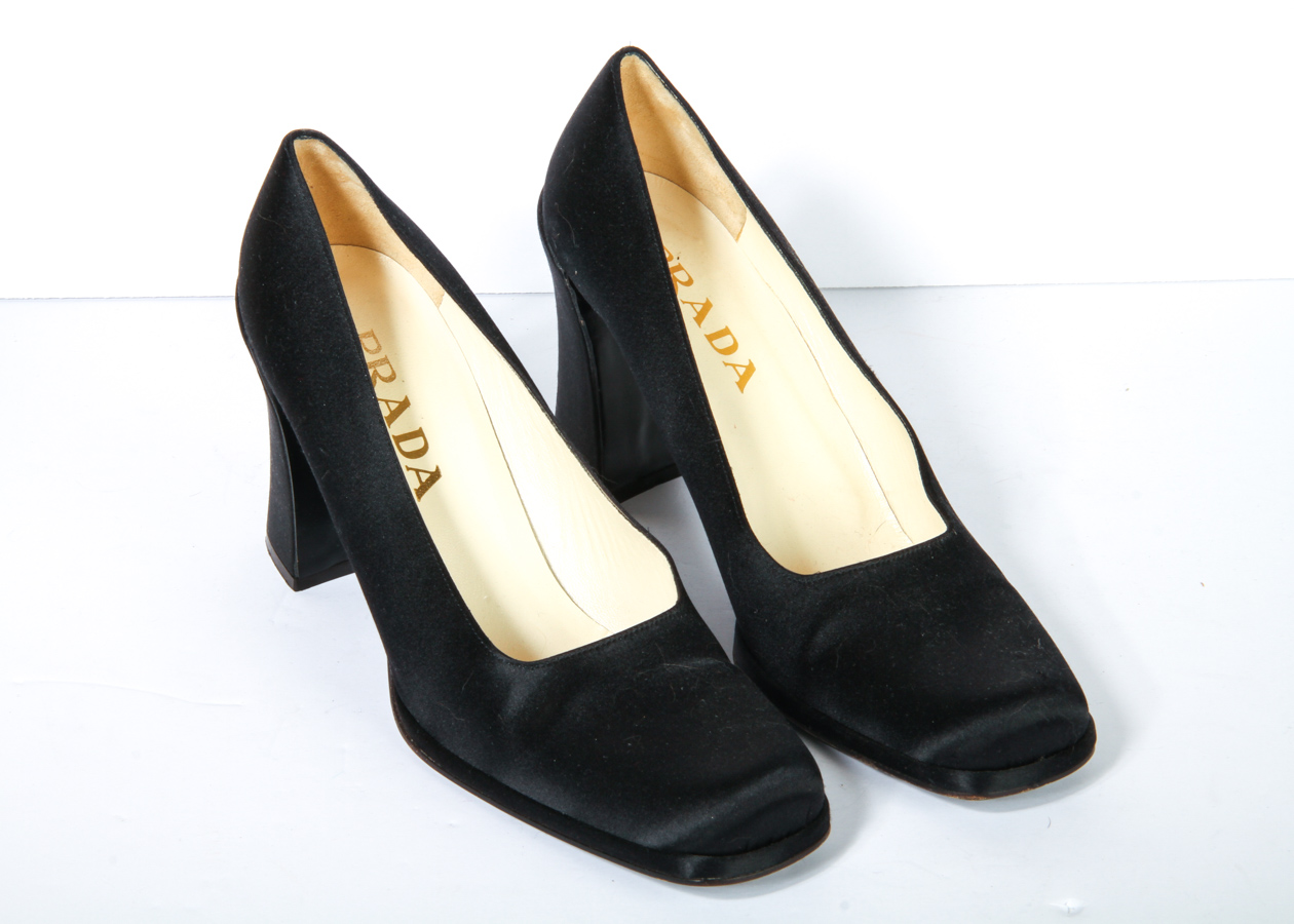 Pair of Marni and Prada Designer Silk Satin Pumps