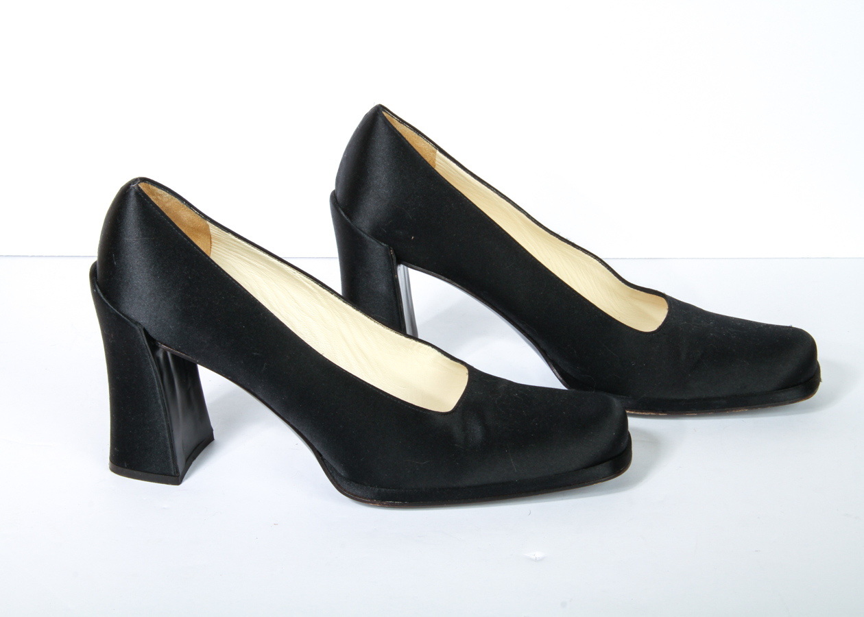 Pair of Marni and Prada Designer Silk Satin Pumps