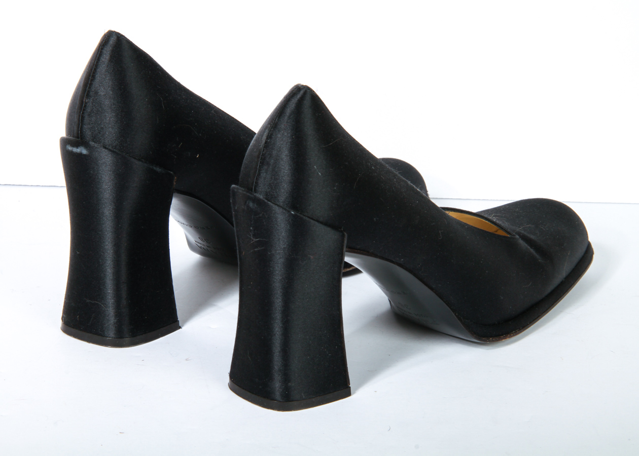 Pair of Marni and Prada Designer Silk Satin Pumps