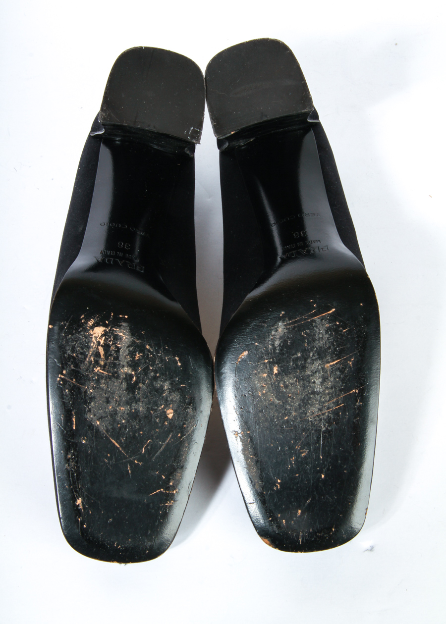 Pair of Marni and Prada Designer Silk Satin Pumps