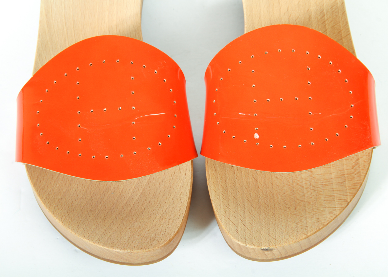 Women's Hermès Orange Patent Leather Clog Sandals