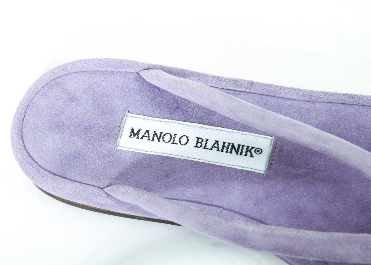Manolo Blahnik Lavender Suede Flip Flops