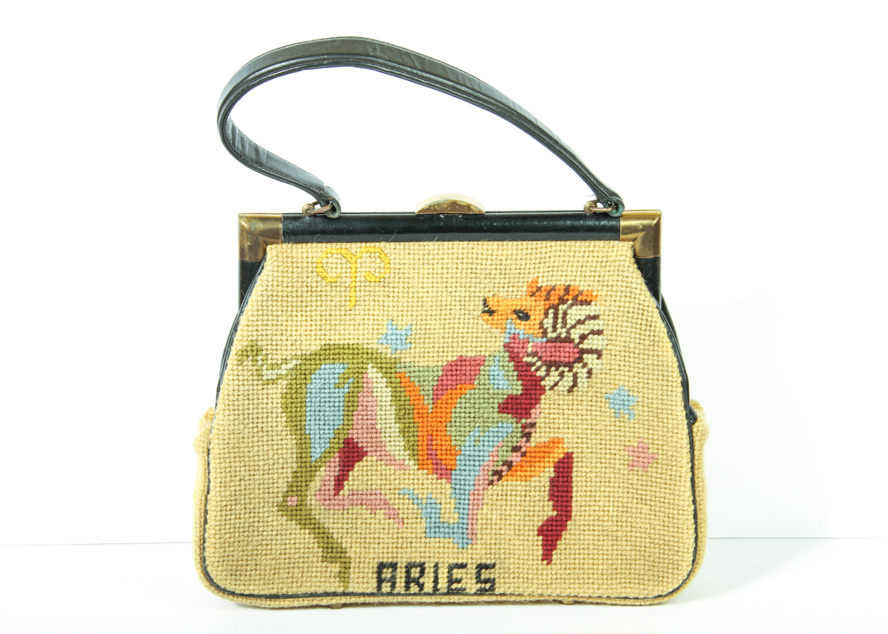 Vintage Aries Needlepoint Handbag