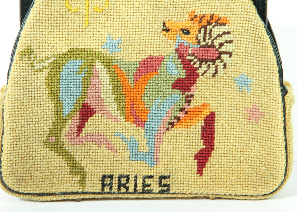 Vintage Aries Needlepoint Handbag