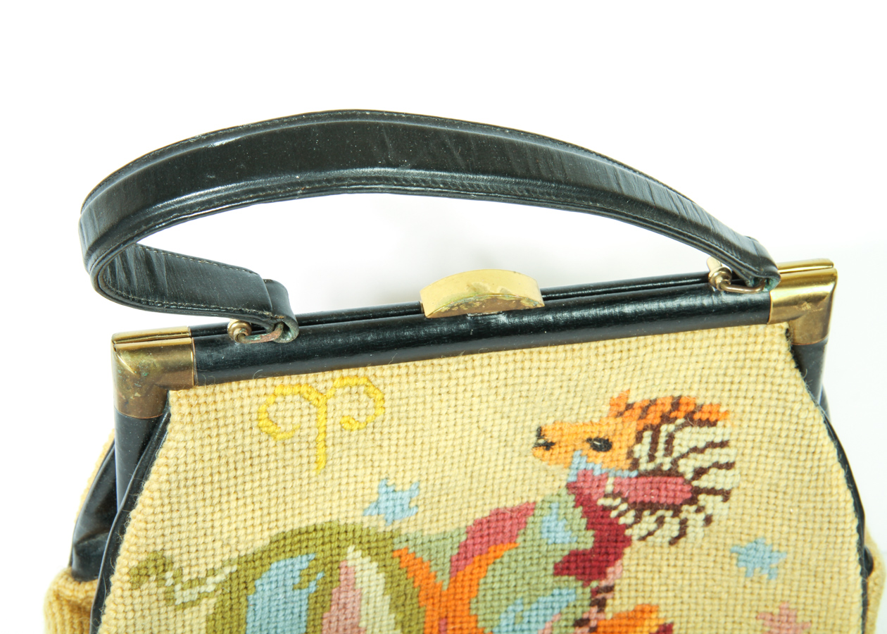 Vintage Aries Needlepoint Handbag