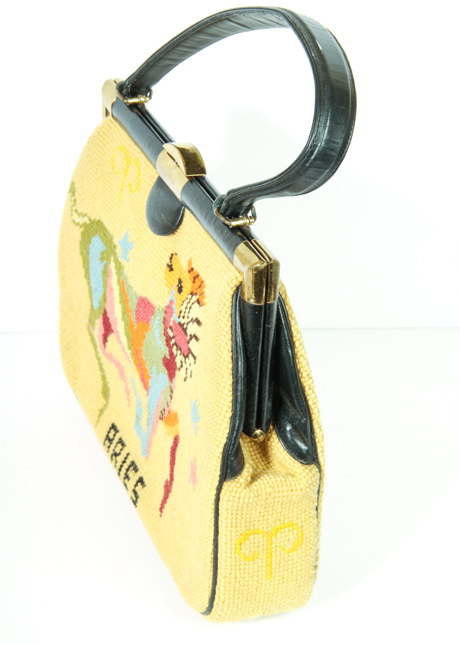 Vintage Aries Needlepoint Handbag