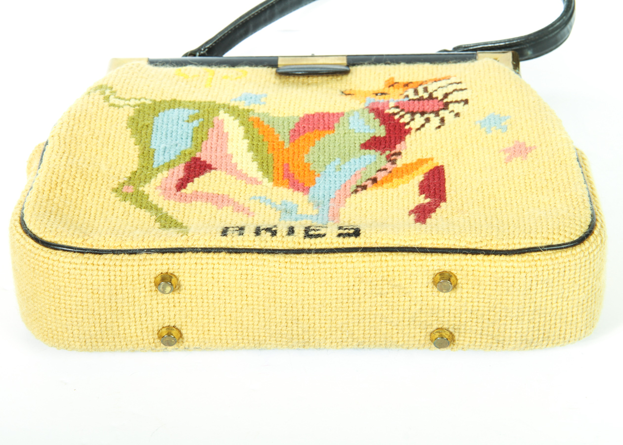 Vintage Aries Needlepoint Handbag