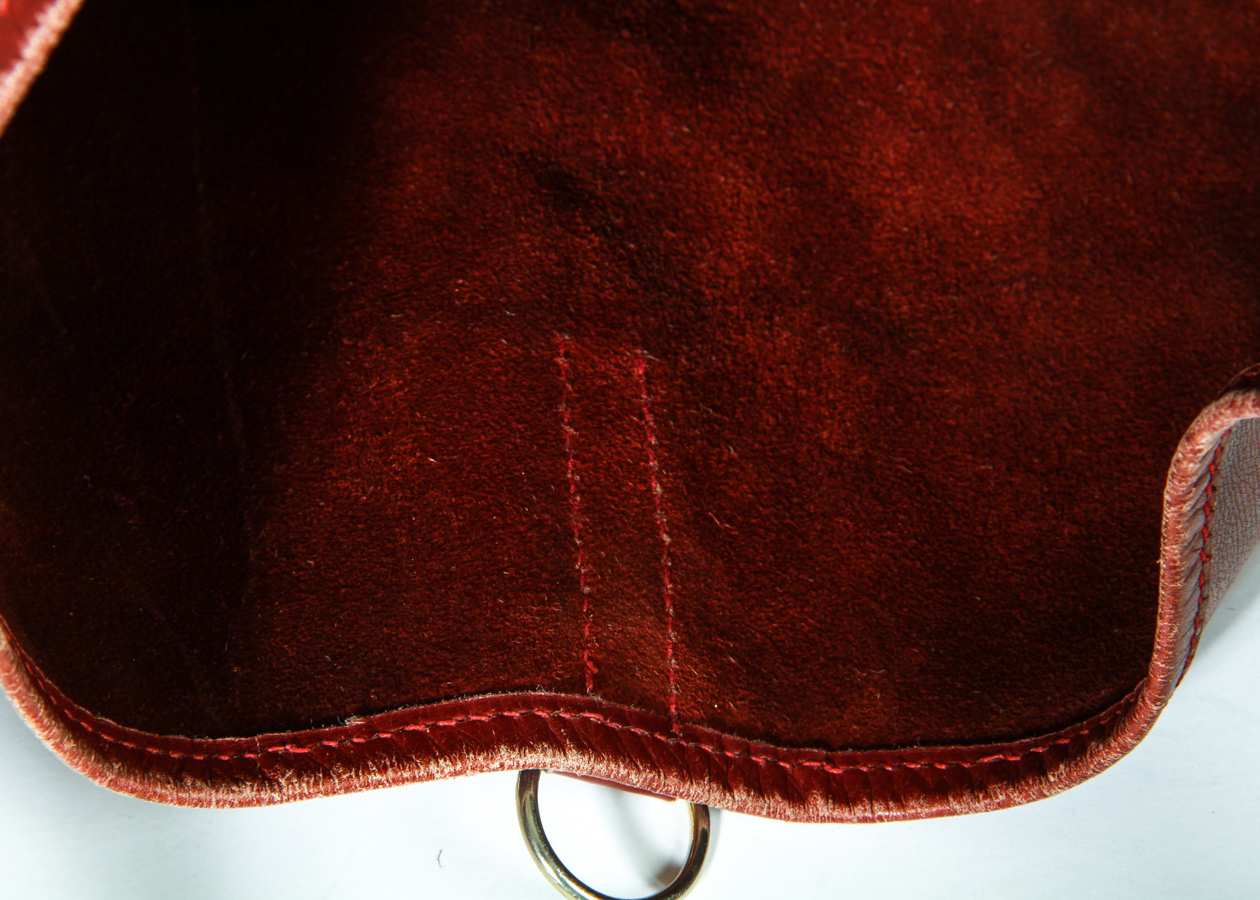 Vintage Hermès Red Leather Trim Bag with Gold Tone Hardware