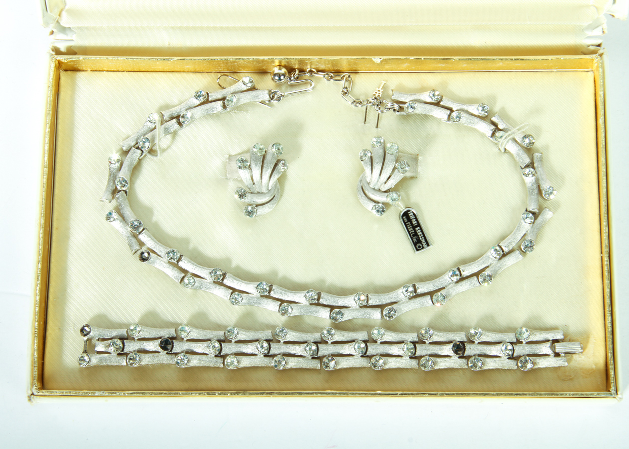 Vintage Trifari Necklace, Bracelet, and Earrings Parure Set