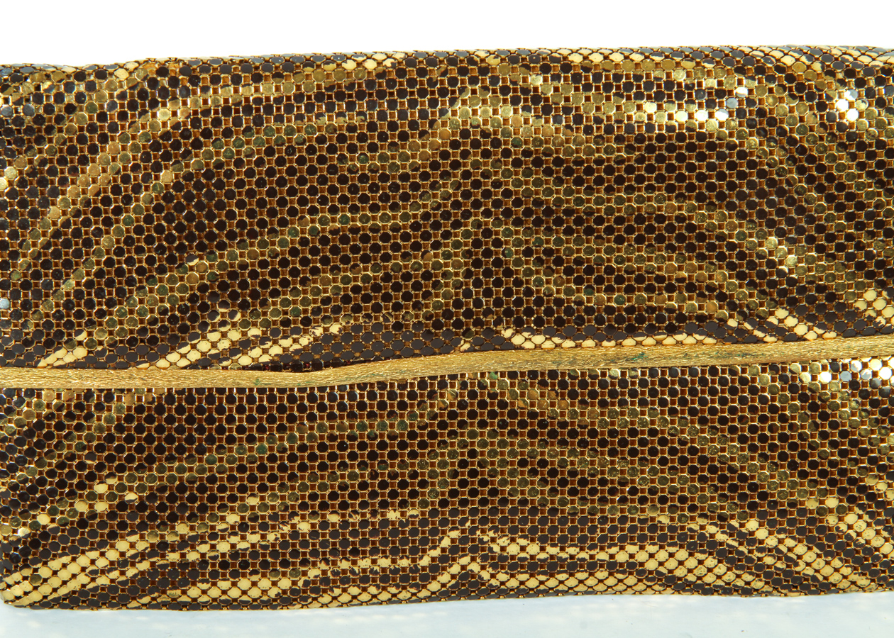 Whiting & Davis Co. Gold Tone Mesh Leopard Print