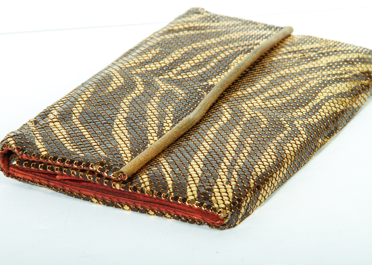 Whiting & Davis Co. Gold Tone Mesh Leopard Print