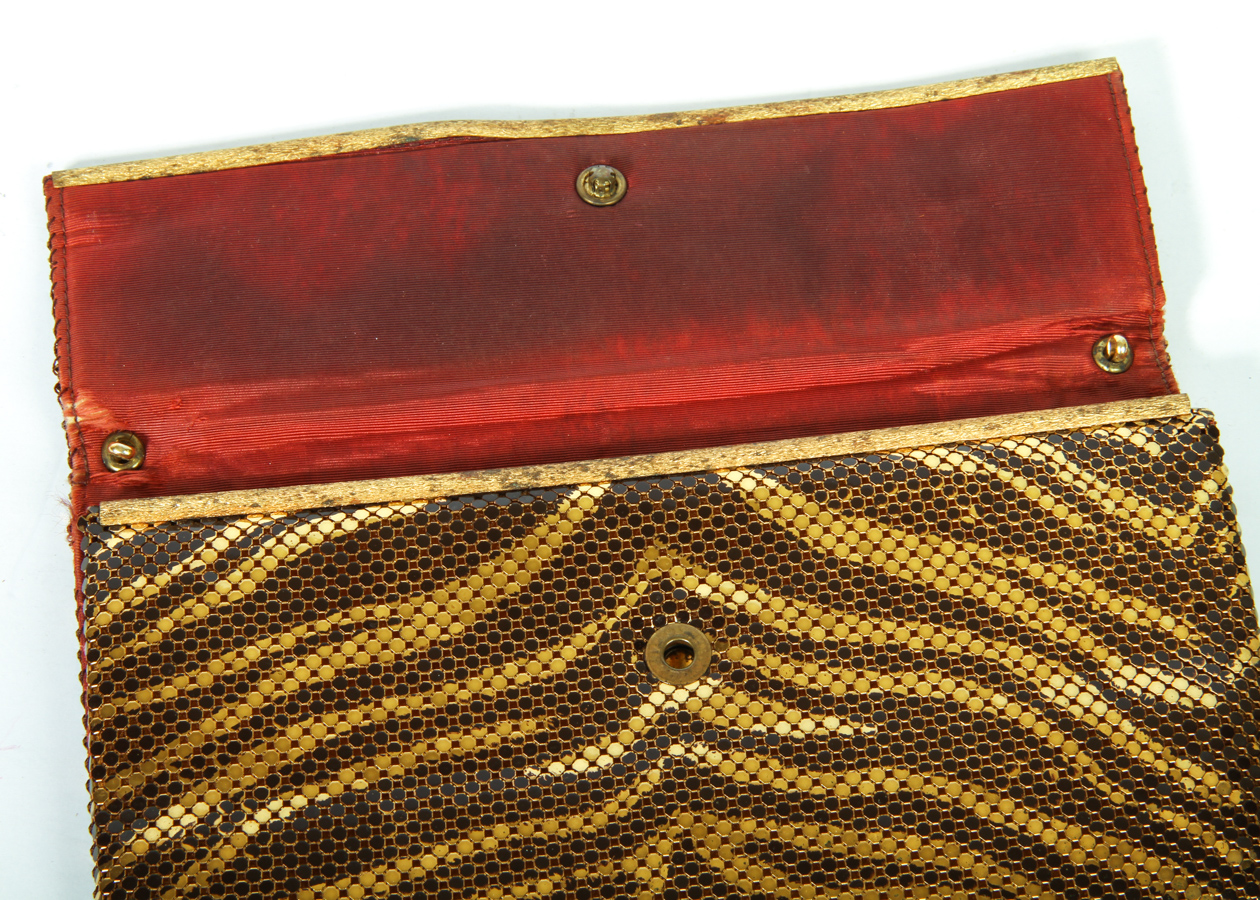 Whiting & Davis Co. Gold Tone Mesh Leopard Print