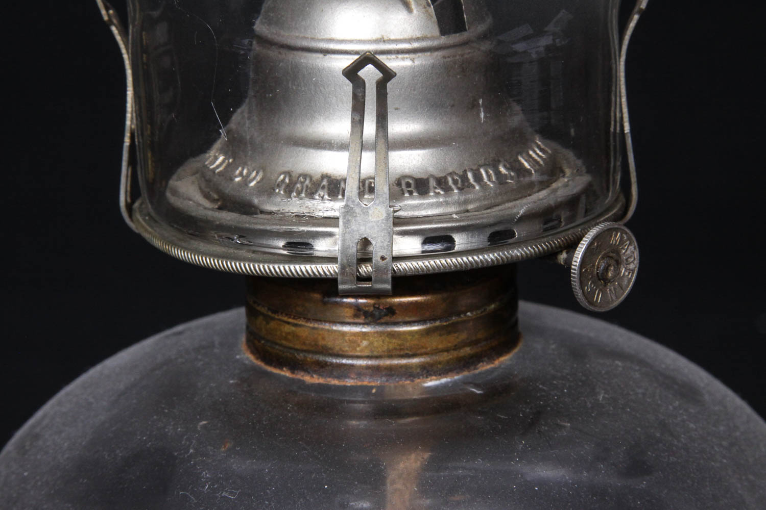 Vintage Glass "White Flame Light Company" Oil Lamp