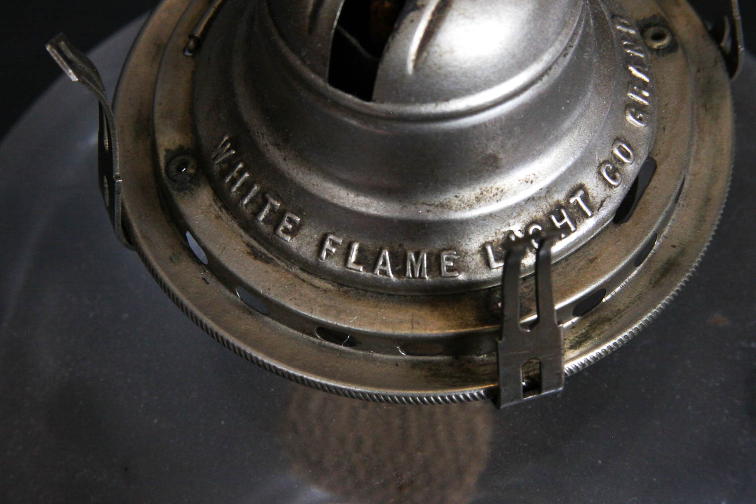 Vintage Glass "White Flame Light Company" Oil Lamp