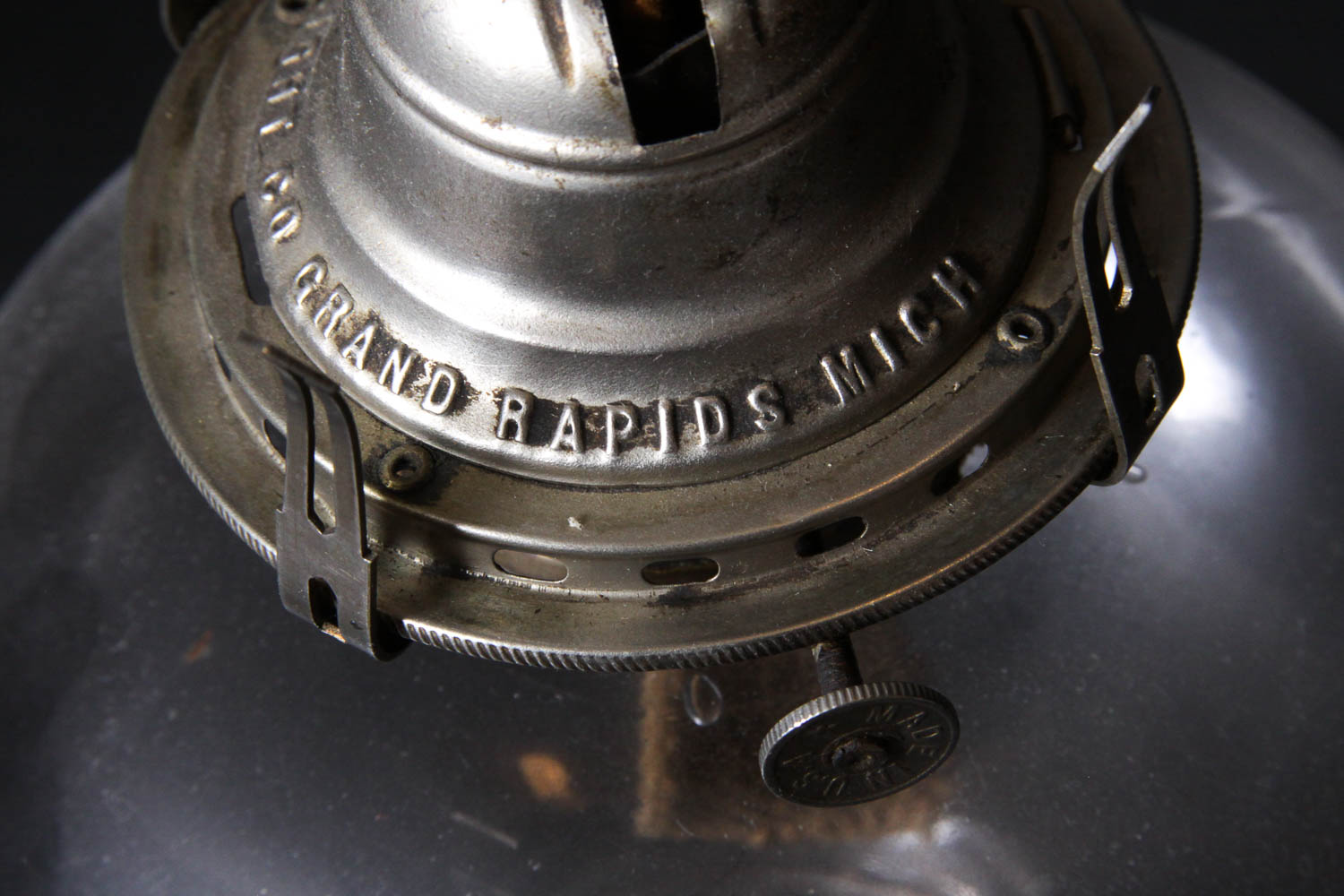 Vintage Glass "White Flame Light Company" Oil Lamp