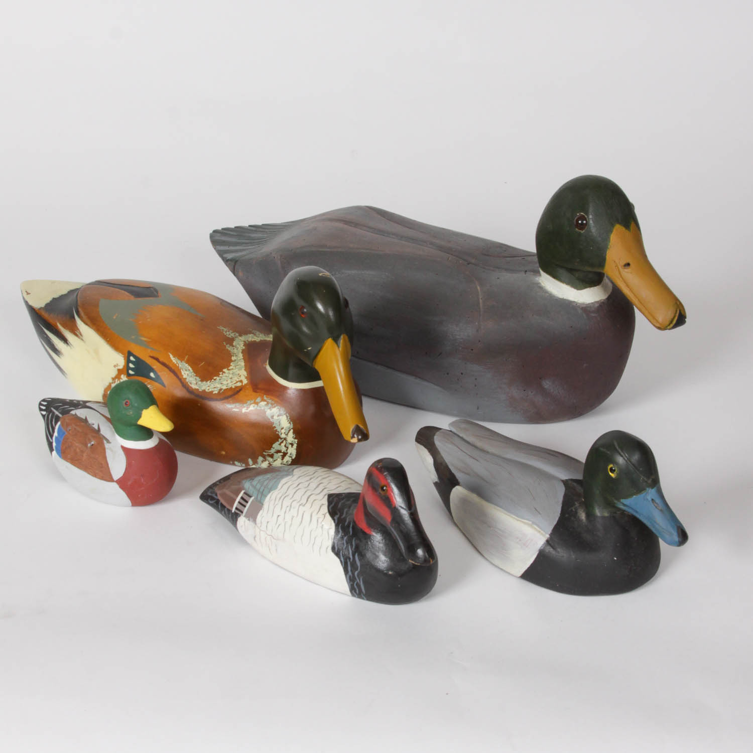Collection of Carved Wooden Duck Figurines