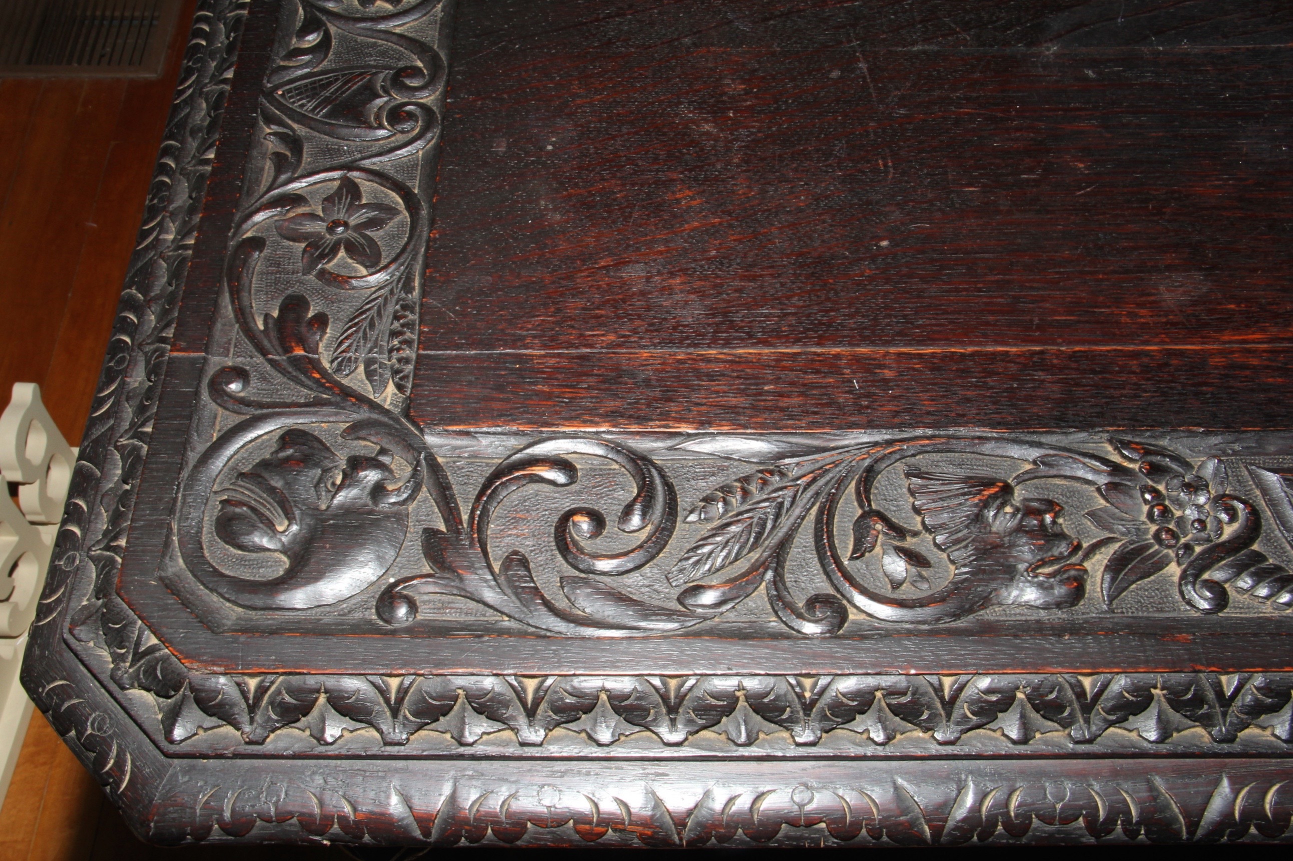 Ornately Carved Solid Wood Writing Desk