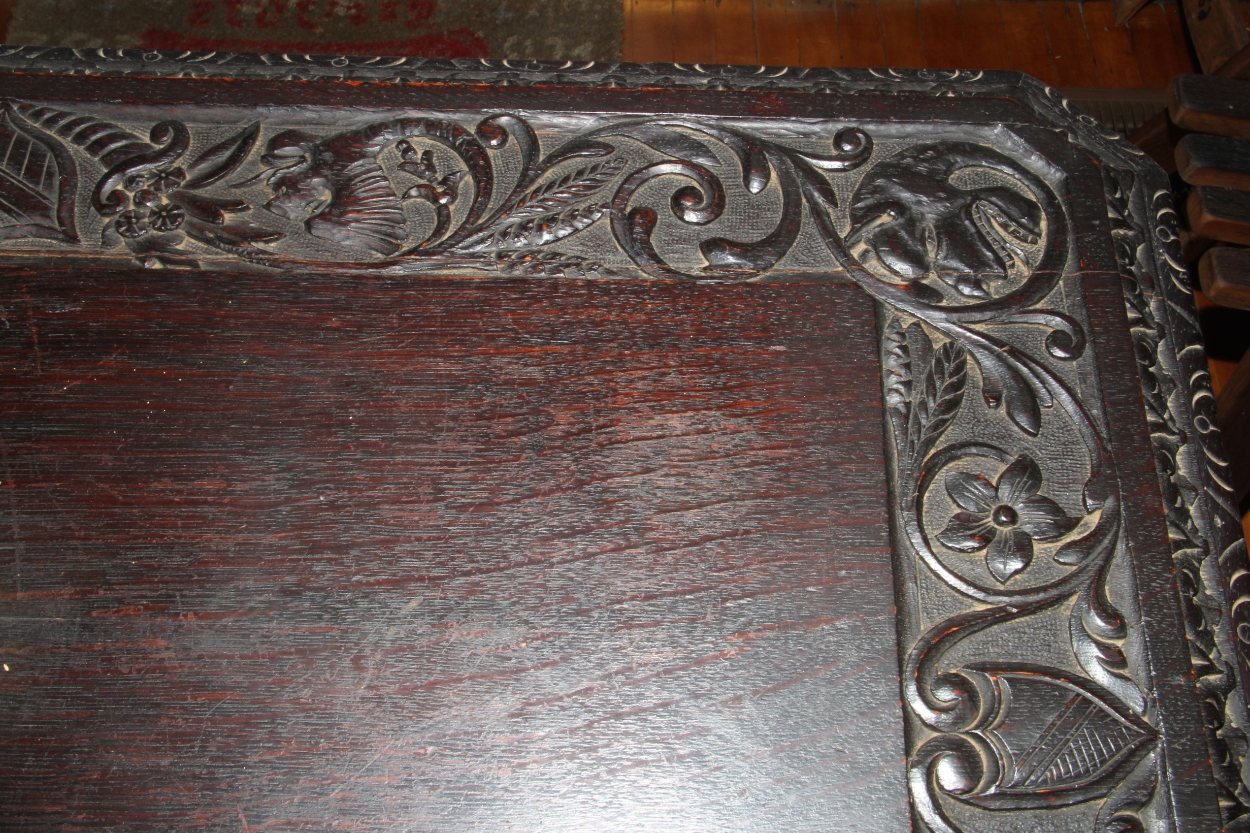 Ornately Carved Solid Wood Writing Desk