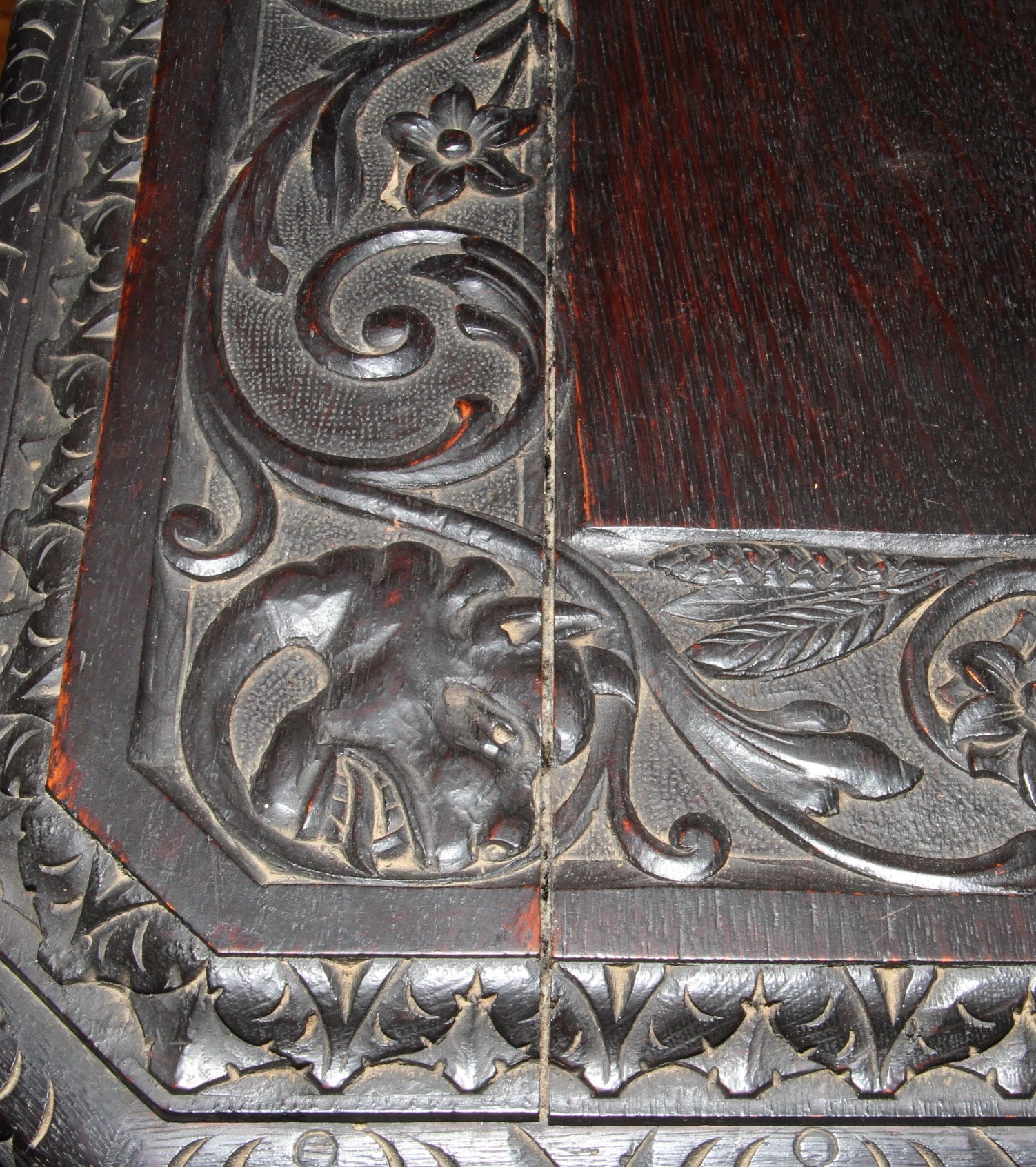 Ornately Carved Solid Wood Writing Desk