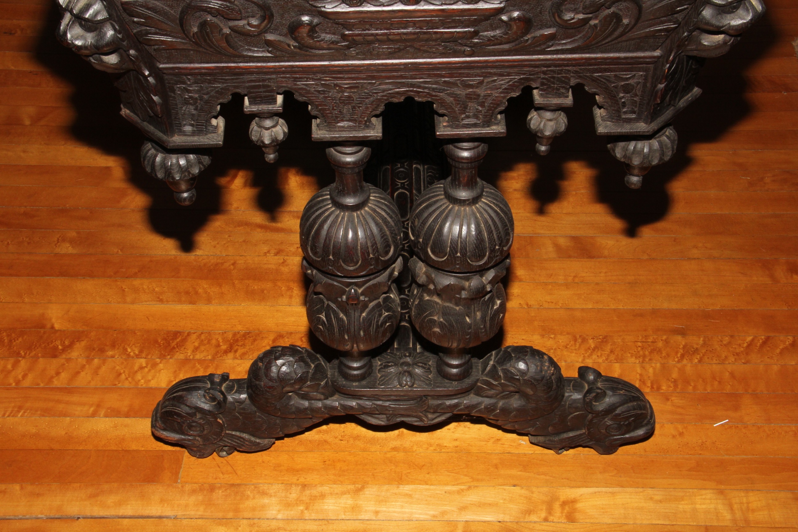 Ornately Carved Solid Wood Writing Desk