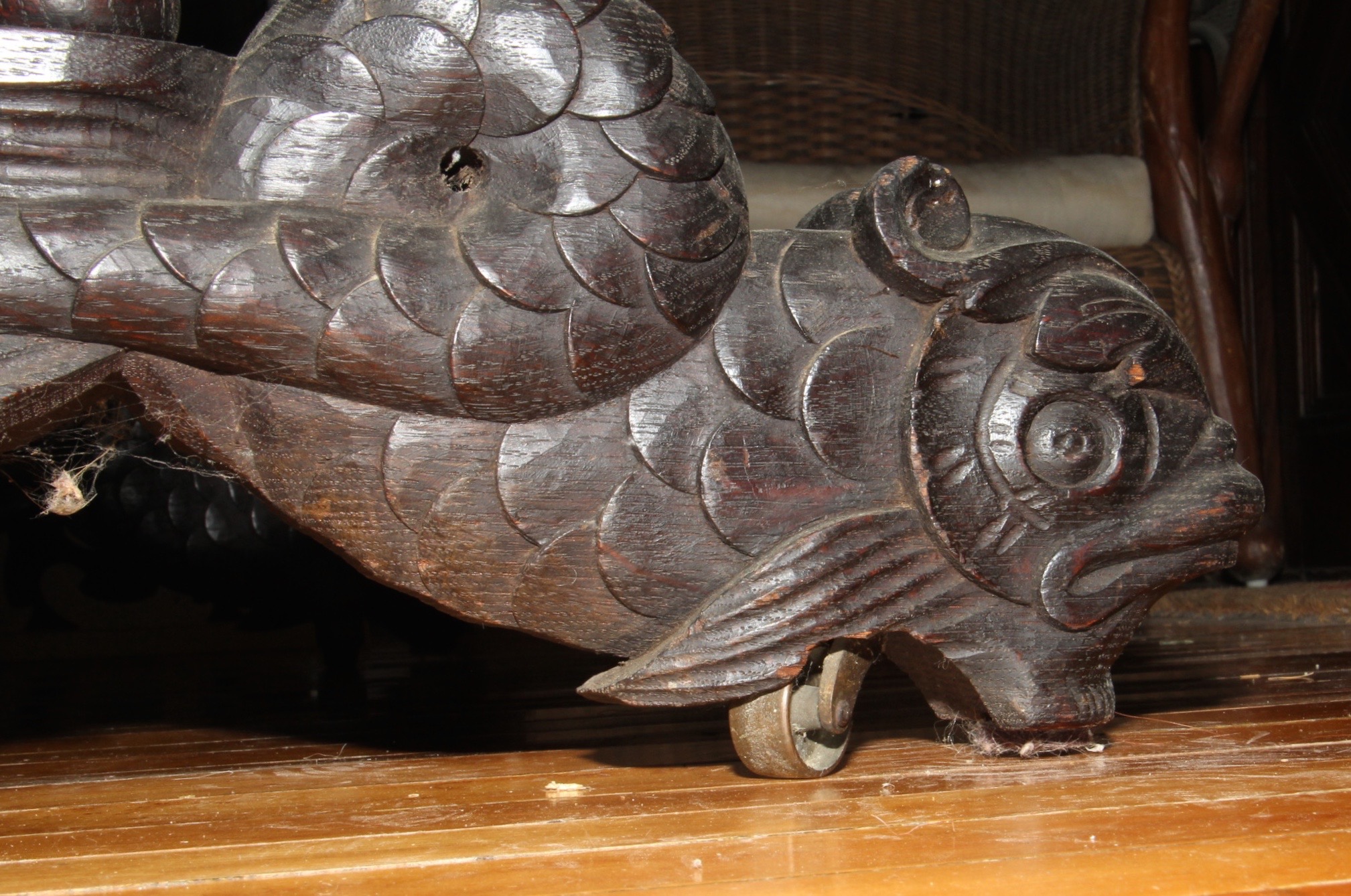 Ornately Carved Solid Wood Writing Desk