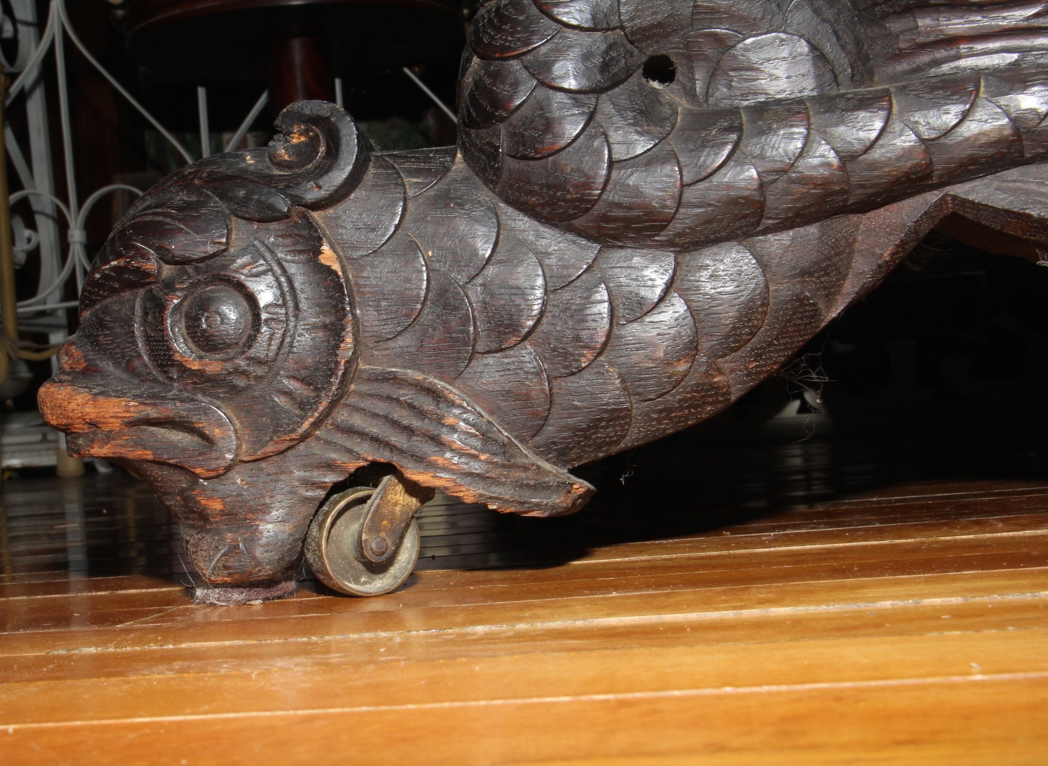 Ornately Carved Solid Wood Writing Desk