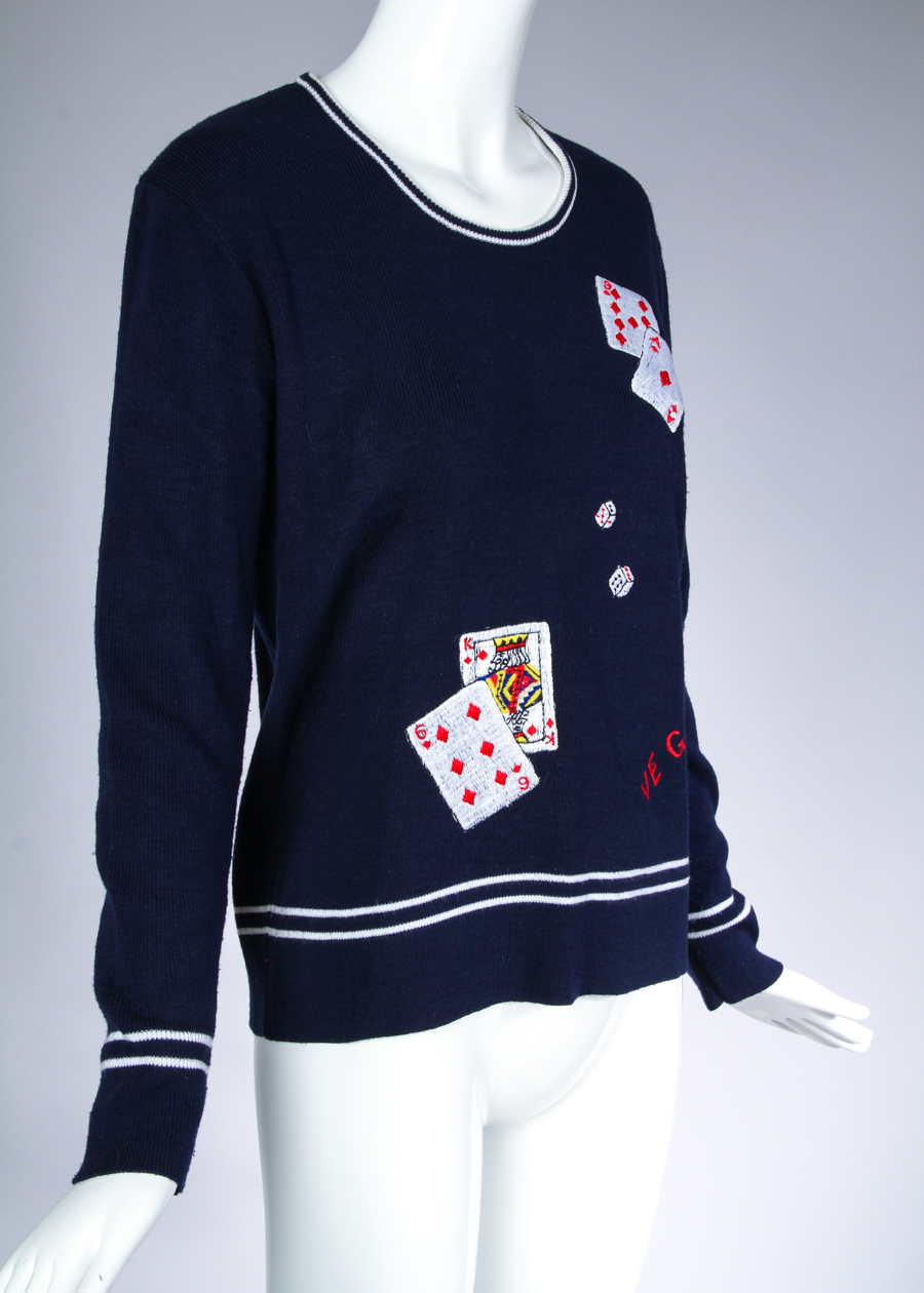 Vintage LeRoy Knit Novelty Vegas-Themed Sweater Top
