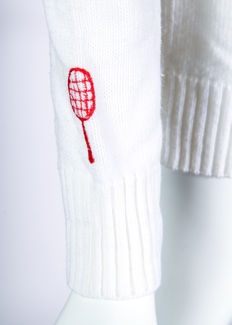 Vintage Novelty Tennis Zippered Cardigan Sweater