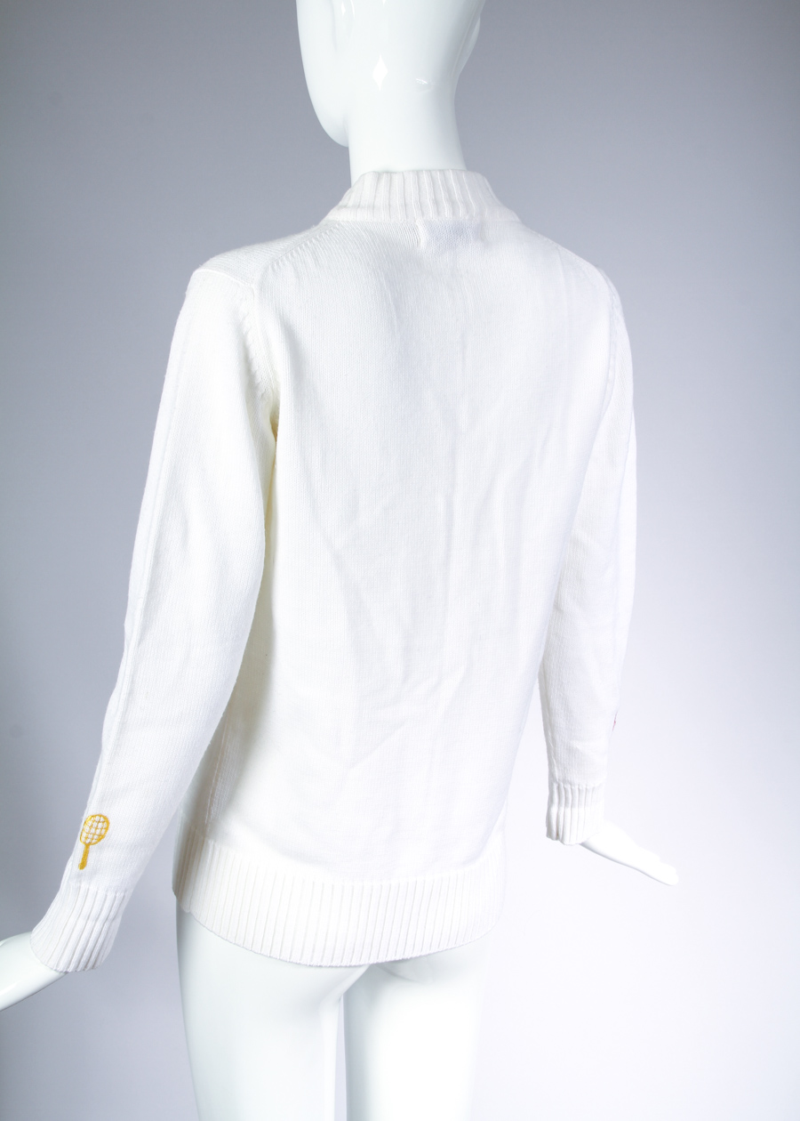 Vintage Novelty Tennis Zippered Cardigan Sweater