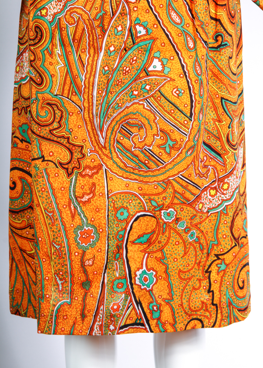 1970s Donald Brooks Paisley Print Day Dress