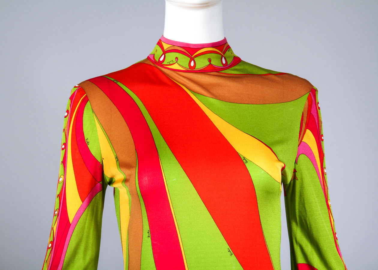 Vintage 1970s Emilio Pucci Bodycon Printed Maxi Dress