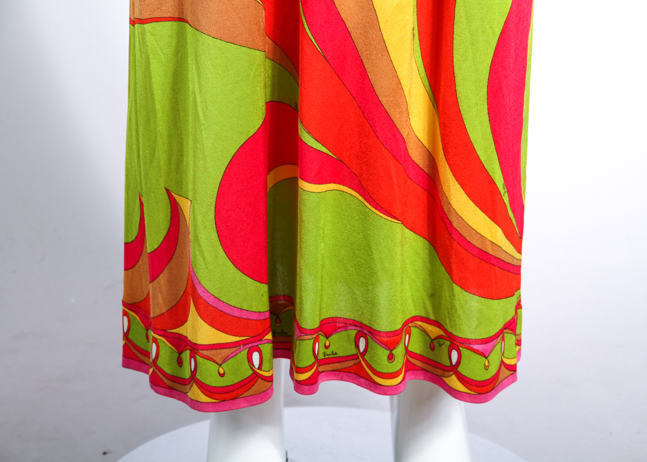 Vintage 1970s Emilio Pucci Bodycon Printed Maxi Dress