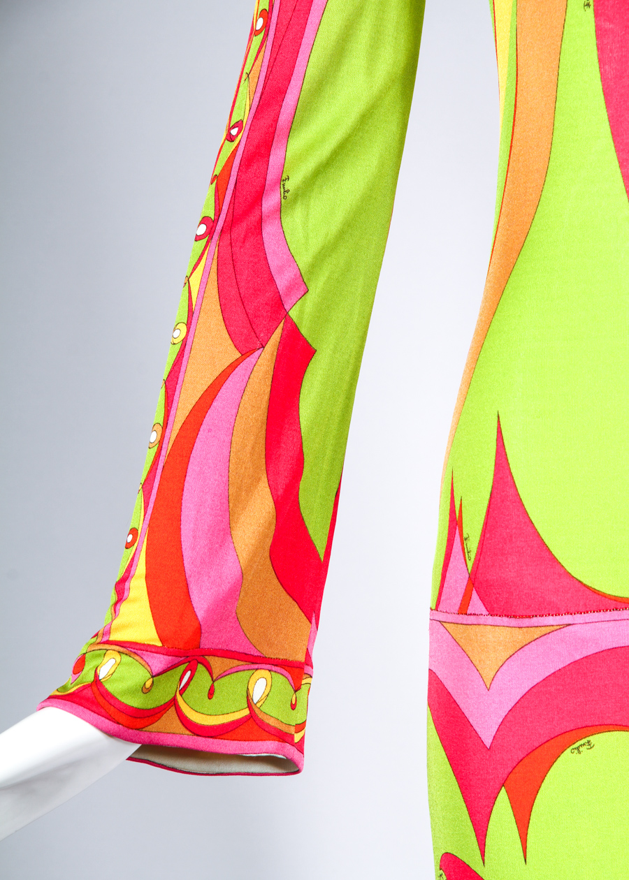 Vintage 1970s Emilio Pucci Bodycon Printed Maxi Dress