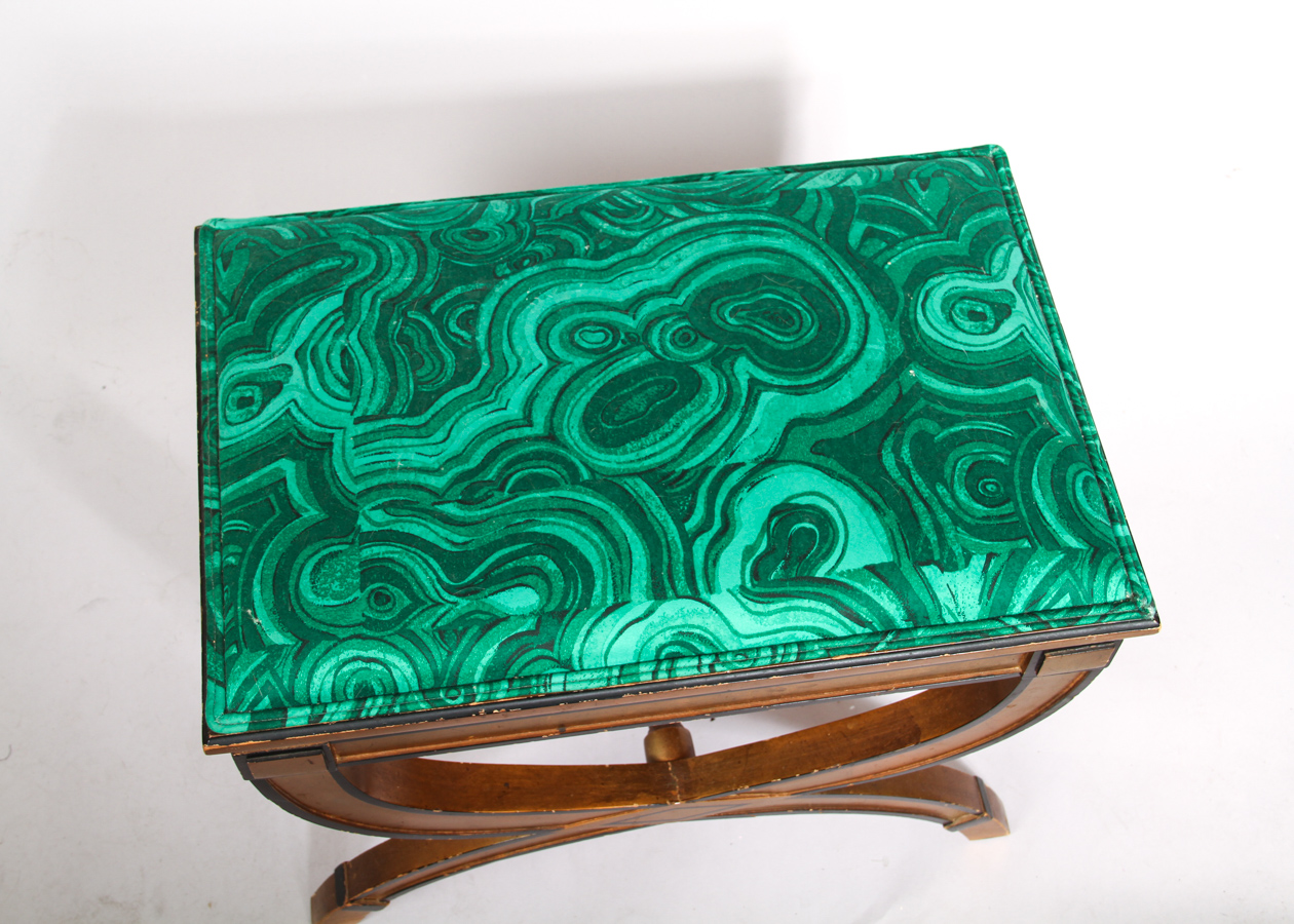 Tony Duquette Upholstered Hollywood Regency Style X-Frame Benches