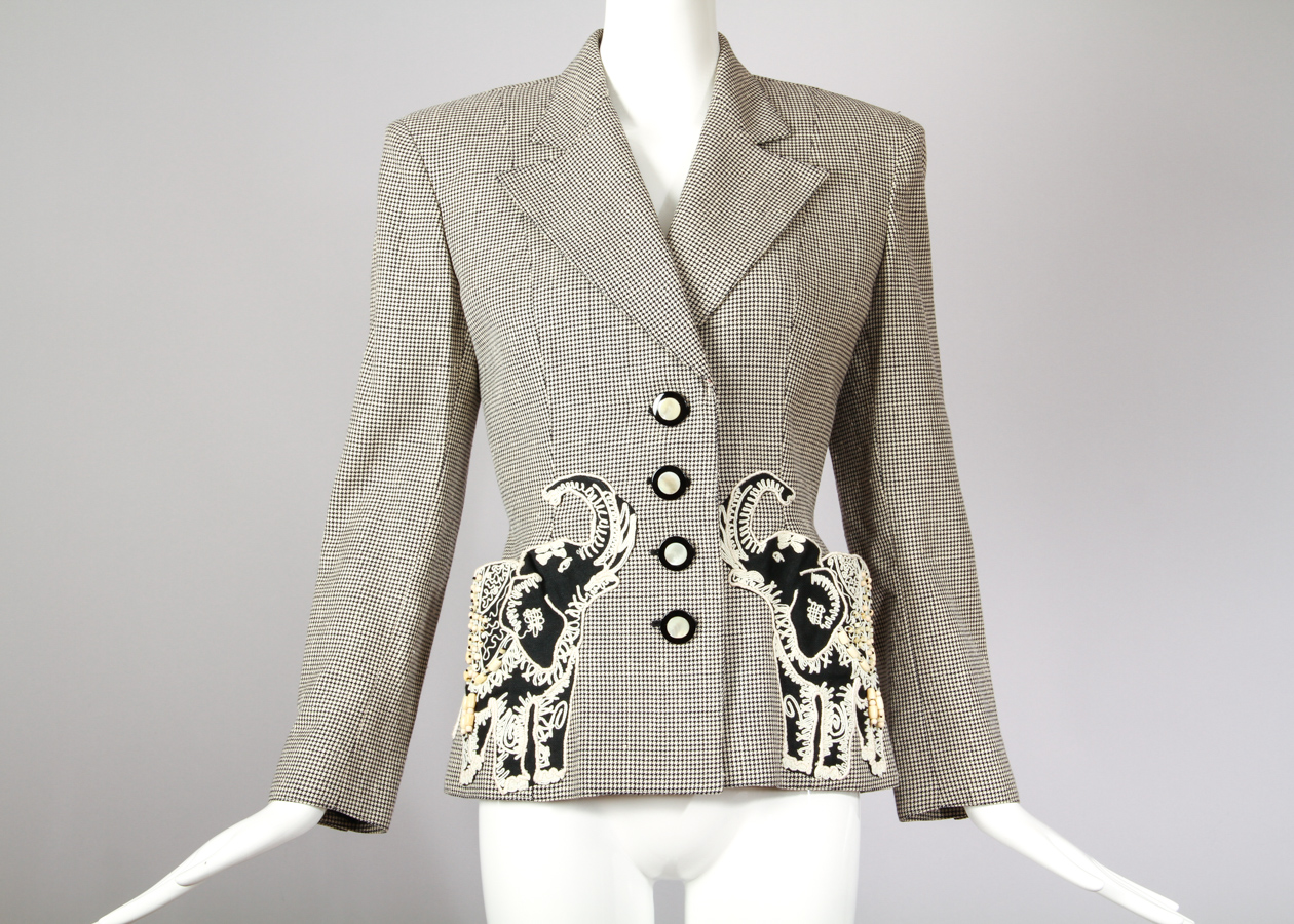 Vintage Valentino Jacket with Appliqued, Beaded Elephants