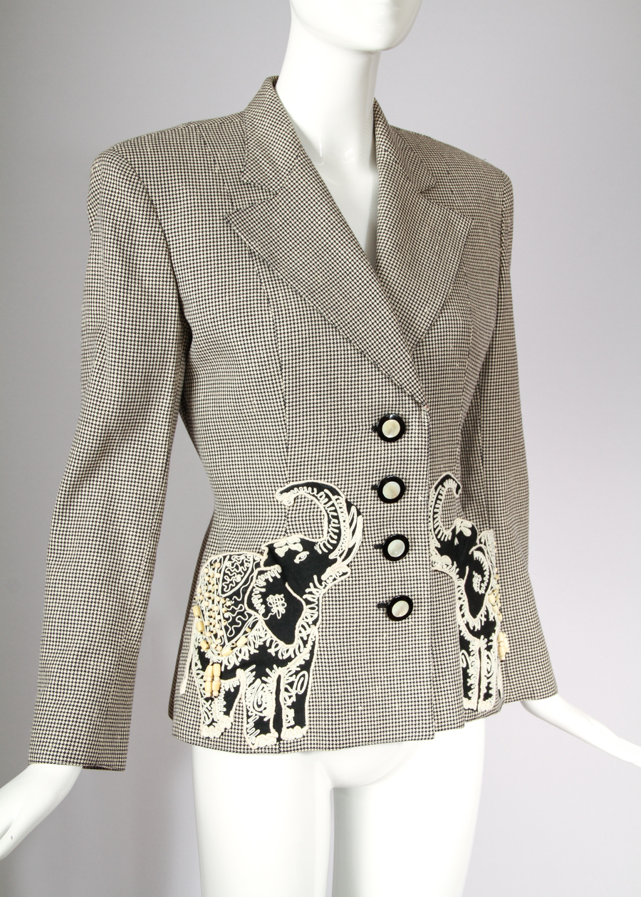 Vintage Valentino Jacket with Appliqued, Beaded Elephants